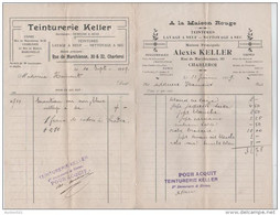 01022a Charleroi 1909 Factures Alexis Keller Teinturerie - Other & Unclassified