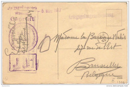 01302 Germany Deutsches Reich Kriegsgefangenensendung 5.3.17 To Bruxelles Belgium - Prisonniers