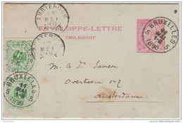 01933a Bruxelles 5 1890 Env. Lettre 1 TP 45 (2) V. Amsterdam C. Arrivée - Briefumschläge