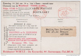 02126a Anvers C.méc. 10c Tarif Imprimé CP Publicitaire Maalboot Bateaux  Reisbureau Wirtz - Altri & Non Classificati