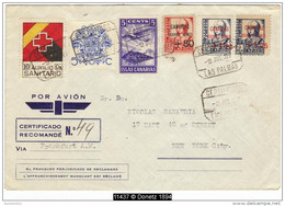 11437 ISLAS CANARIAS 1937 Airmail Cover To New York - Cartas & Documentos