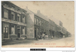 12161g HOTEL De FRANCE - CAFE - RESTAURANT - EPICERIES - MERCERIES - Face De La Gare -  Erquelinnes - 1905 - Erquelinnes