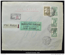 14220 Par Avion De Moscou Vers Saint Etienne, 2 Enveloppes 1936 - Storia Postale