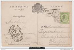 15562 Bureau Ambulant Arlon - Bruxelles, Griffe Paliseul 18, Vers Charleroi, Carte Postale Bouilon 06/10/1907 - Ambulants