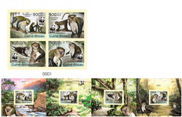 Guinea BIssau 2013, WWF, Monkeys, 4val In BF +4BF IMPERFORATED - Scimpanzé