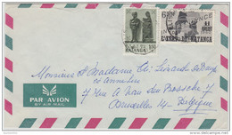 20299 6F50 Indépendance Et 1F50 Arts Katangais S/L Avion Obl Bureau Elisabethville Du 1-7-1962 Vers La Belgique - Katanga