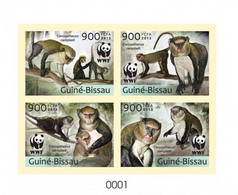 Guinea BIssau 2013, WWF, Monkeys, 4val In BF IMPERFORATED - Scimpanzé