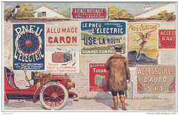 21977g PNEU L'ELECTRIC - ALLUMAGE CARON - 18 Rue Jules Vanpraet - Bourse - Bruxelles - 1907 - Carte Publicitaire - Brussels (City)