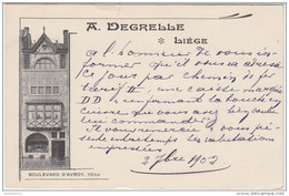 22352g A. DEGRELLE - Boulevard D'Avroy 112 Bis - Liege - 1902 - Carte Publicitaire - Liege