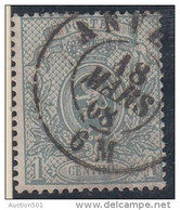 22874 1c Gris-bleu Dentelé 15 COB 23Ad - 1866-1867 Kleine Leeuw