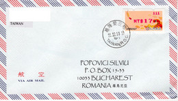 TAIWAN - REPUBLIC OF CHINA 2013: ATM LABEL, Cover Sent To Romania - Registered Shipping! - Cartas & Documentos