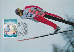 1993 Liechtenstein MC 121 Mi:LI 1076°, Yt:LI 1017°, Zum:LI 1018°, Olympische Winterspiele Lillehammer 1994, Skispringen - Winter 1994: Lillehammer