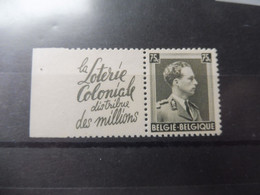 Belgie Belgique Publicité Pubs Pu 102 Loterie Coloniale 1938 - 1939 Mnh Neuf ** - Otros & Sin Clasificación