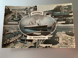 SOUVENIR DE CHERBOURG 50 MANCHE CPSM FORMAT CPA 1957 - Saluti Da.../ Gruss Aus...