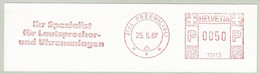 Schweiz / Helvetia 1987, Freistempel / EMA / Meterstamp Oberwil, Uhren / Horloges / Clocks, Lautsprecher - Horlogerie