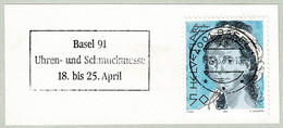 Schweiz / Helvetia 1991, Flaggenstempel Uhren- Und Schmuckmesse Basel - Horlogerie