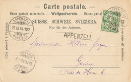 86D/4: Bahnpost Appenzell-Winkeln, Stabstempel Appenzell (BP1123) - Ferrocarril