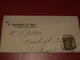 GRANDE BRETAGNE 1898 - LETTRE (half Penny) - Cartas & Documentos