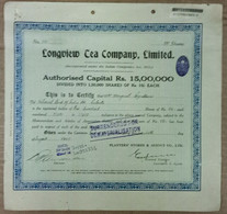 INDIA 1948 LONGVIEW TEA COMPANY LIMITED, TEA GARDEN, TEA ESTATE.....SHARE CERTIFICATE - Agriculture