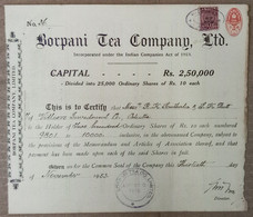 INDIA 1953 BORPANI TEA COMPANY LIMITED, TEA GARDEN, TEA ESTATE.....SHARE CERTIFICATE - Agriculture
