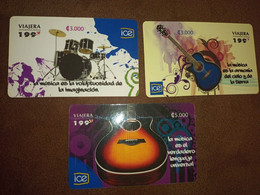 COSTA RICA, CENTRAL AMÉRICA: MUSIC 3 DIFFERENT PHONECARDS - Costa Rica