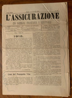 L'ASSICURAZIONE 1 GENNAIO 1915 - PRINCIPALI SOCIETA' DI ASSICURAZIONI NAZIONALI ED ASTERE OPERANTI IN ITALIA - 14 Pgg - Primeras Ediciones