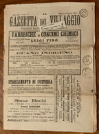 GAZZETTA DEL VILLAGGIO - N.83 6 /1/1877 - PERIODICI FRANCHI C.1 + AREZZO + BUCINE - COMPLETO CON PUBBLICITA' EPOCA - Prime Edizioni