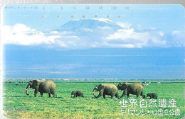 TC-MAGN-JAPON-1989-TROUPEAU ELEPHANTS-au Fond Le KILIMANDJARO-TBE - Dschungel