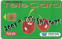 Namibia - Telecom Namibia - A Fresh Start - Telephone Line And Cherries, Solaic, 2001, 10$, Used - Namibie