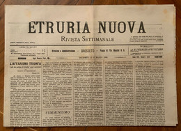 GROSSETO 1905  - ETRURIA NUOVA RIVISTA SETTIMANALE - L'AFFARISMO TRIONFA Ed Altro - PUBBLICITA' D'EPOCA - Premières éditions