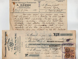 VP21.595 - 1935 - Memorandum & Lettre De Change - Droguerie Médicinale Et Pharmaceutique A. HAMME Pharmacien à LE MANS - Bank & Insurance