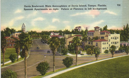 TAMPA - DAVIS BOULEVARD  - MAIN THOROUGHFARE OF DAVIS ISLANDS - SPANISH APARTMENTS ON RIGHT - Tampa