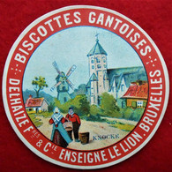 Etiquette Biscottes Gantoises - Delhaize Frères & Cie Enseigne Le Lion. Bruxelles / Knocke - Werbung