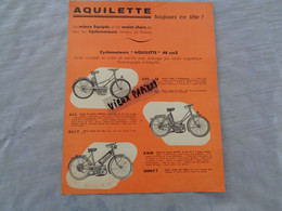 Publicité " Aquilette "  - Motos - Scooteurs - Cyclos - Vélomoteurs - Locomotion - Dépliant - Affichette - Réf.84. - Motos