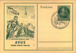 1952, 10Pf. Glocke Ganzsachenkarte Zum "AVUS - Rennen 1951" Nit Sonderstempel - Autres & Non Classés