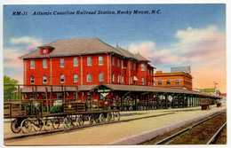 United States 1969 Postcard Rocky Mount, NC - Atlantic Coastline Railroad Station; Ham. & Atlanta RPO Postmark - Stazioni Senza Treni