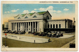 United States 1925 Postcard Jacksonville Railroad Terminal, Florida; Jacksonville, Fla. Terminal RPO Postmark - Jacksonville