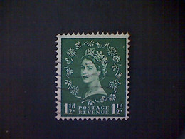 Great Britain, Scott #319, 1955, Used (o), Wilding: Queen Elizabeth II, 1½d, Green - Used Stamps