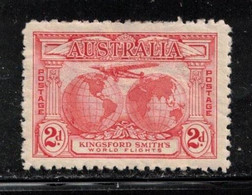 AUSTRALIA Scott # 111 MHR - Airplane "Southern Cross" Over Globe Hinge Remnant - Usados