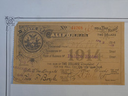 BN8 ETATS UNIS RECU RECEIPT . STATE OF CALIFORNIA 1914  TWO DOLLARS +WASHINGTON+ - Te Identificeren