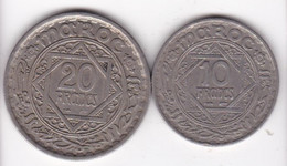 Maroc 10 Francs Et 20 Francs 1366 / 1947 Mohammed V, Cupronickel - Marokko