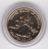 New York Quarter Dollar 2001 P,  Georges Washington, Plaqué Or , UNC Dans Sa Capsule - 1932-1998: Washington