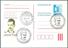 C2849 Hungary FDC Personality Literature Poet József Attila - Ecrivains