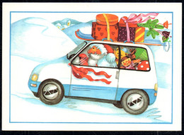 G1445 - TOP Stolarow Glückwunschkarte Weihnachten - Weihnachtsmann Auto Car Winterlandschaft - Planet Verlag DDR - Autres & Non Classés
