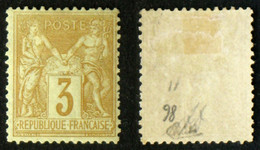 N° 86 3c JAUNE SAGE Neuf N* TB Cote 330€ Signé Calves - 1876-1898 Sage (Tipo II)