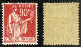 N° 285 90c Rouge-carminé PAIX Neuf N* TB Cote 42€ - 1932-39 Paz