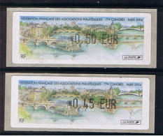 2 ATMS, LISA1,   TARIF ECOPLI 0.45€/ TARIF LETTRE 0.50€, 77ème Congres FFAP PARIS, 26 Juin Au 4 Juillet 2004. - 1999-2009 Illustrated Franking Labels