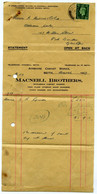 INVOICE : MacNEILL BROTHERS, AYRSHIRE CABINET WORKS, BEITH, 1939 / H. MORRIS & CO., MILTON STREET, PORT DUNDAS, GLASGOW - Royaume-Uni