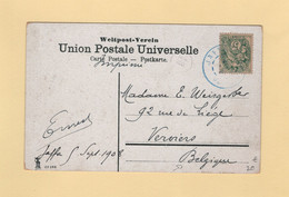 Jaffa - Palestine (en Bleu) - 1908 - Destination Belgique - Type Blanc - Covers & Documents