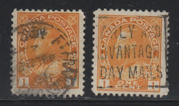 Canada, Yvert 108; Type I + Type II; - Usados